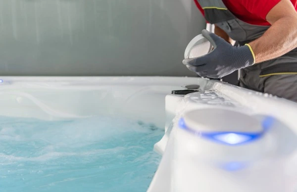 tech checking filters - troubleshooting green hot tub water